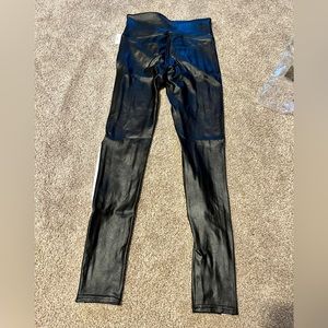 Spanx Faux Leather Striped Leggings Size Medium